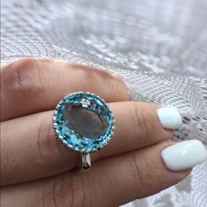 💎😱OMG Check out THIS Aquamarine Huge Silver Ring